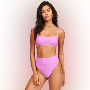 Billabong Tanlines Avery Bikini Top and High Waist Bikinj Bottoms both L orchid
